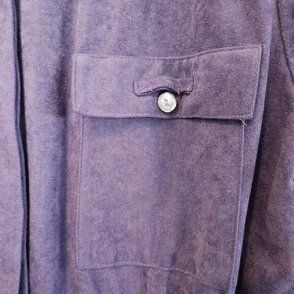 Vintage 80s Shirt Dress Womens Size 14 Purple Faux Suede Cottagecore Preppy - Picture 6 of 13